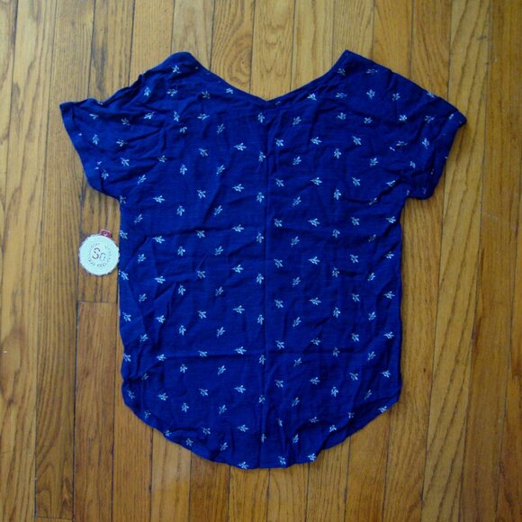 SO Navy Blue Rayon Popover Top - Picture 3 of 4